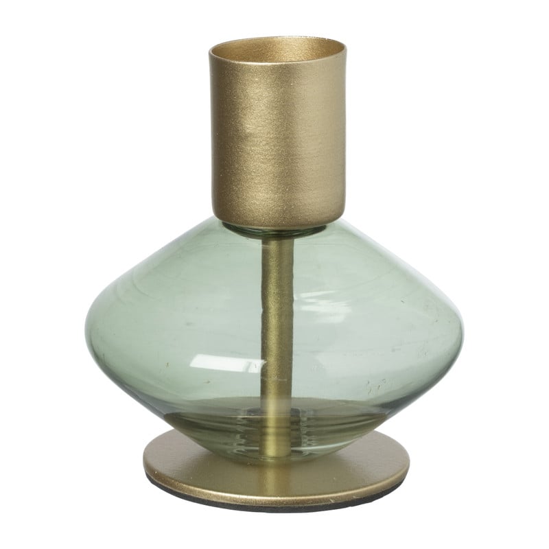 Dinerkaars houder - groen/goud - ø7x8.4 cm