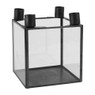 Kandelaar - voor 4 dinerkaarsen - zwart - 13x13x15 cm.