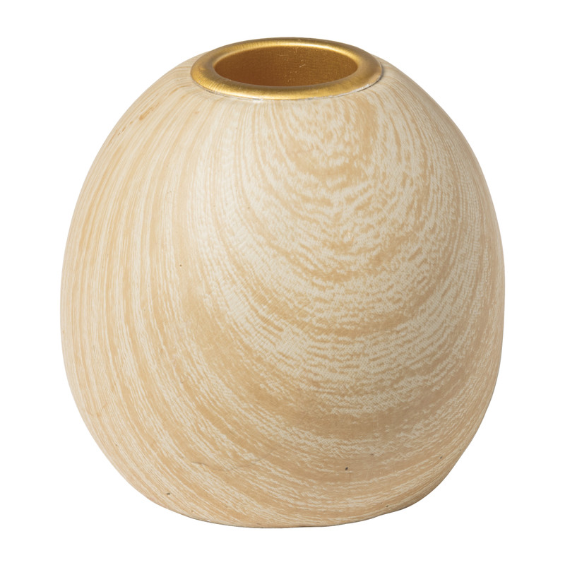 Kandelaar houtlook bol - bruin - ø7x6.5 cm