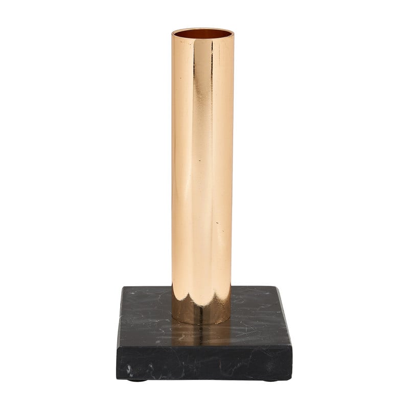 Kaarshouder marmer - zwart - 7x7x13.5 cm 