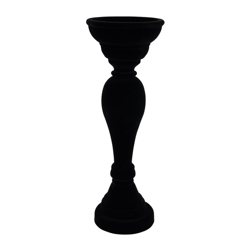 Kaarshouder velvet - zwart - 33 cm 