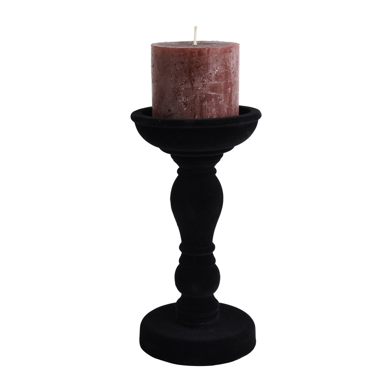Kaarshouder velvet - zwart - 20 cm
