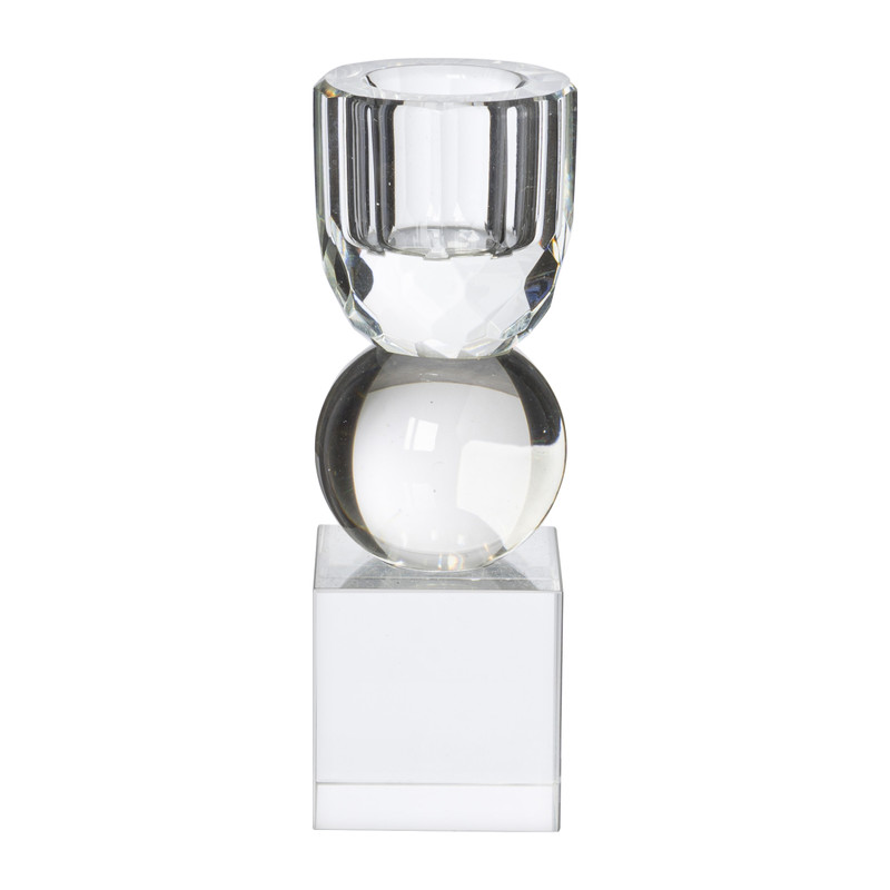 Kandelaar kristal 1 bol - glas - ø3,8x11,5 cm