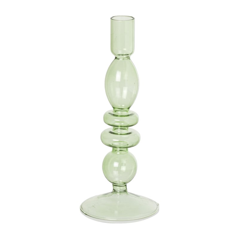 Glazen kandelaar - groen - ø9x22.5 cm