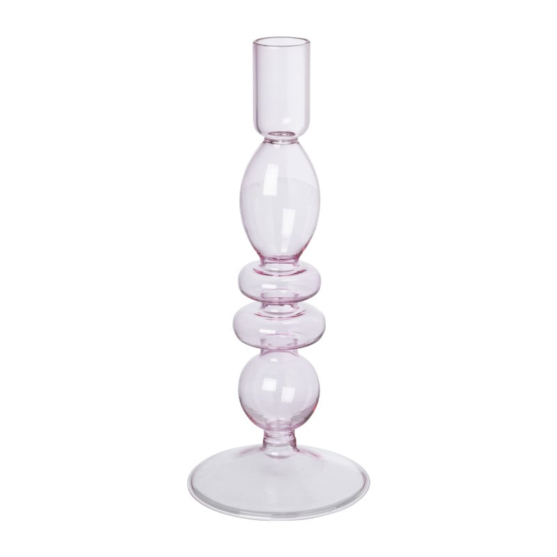 Glazen kandelaar - lila - ø9x22.5 cm