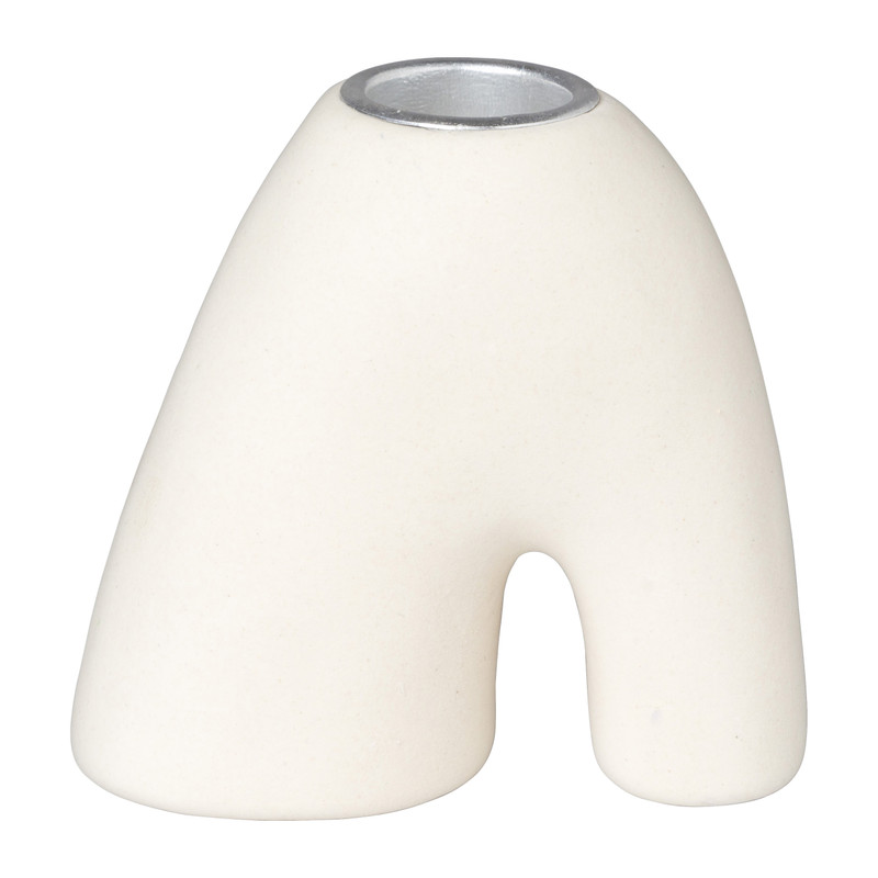 Kandelaar stonelook - keramiek - 8.5x4.5x8 cm
