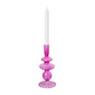 Glazen kandelaar rib - roze - ø9x20 cm 