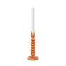Glazen kandelaar rib - oranje - ø9x21.5 cm 