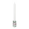 Kandelaar kristal 3-laags - groen/roze - 4x4x7 cm