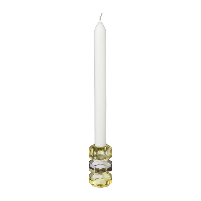 Kandelaar kristal 3-laags - geel/helder - 4x4x7 cm