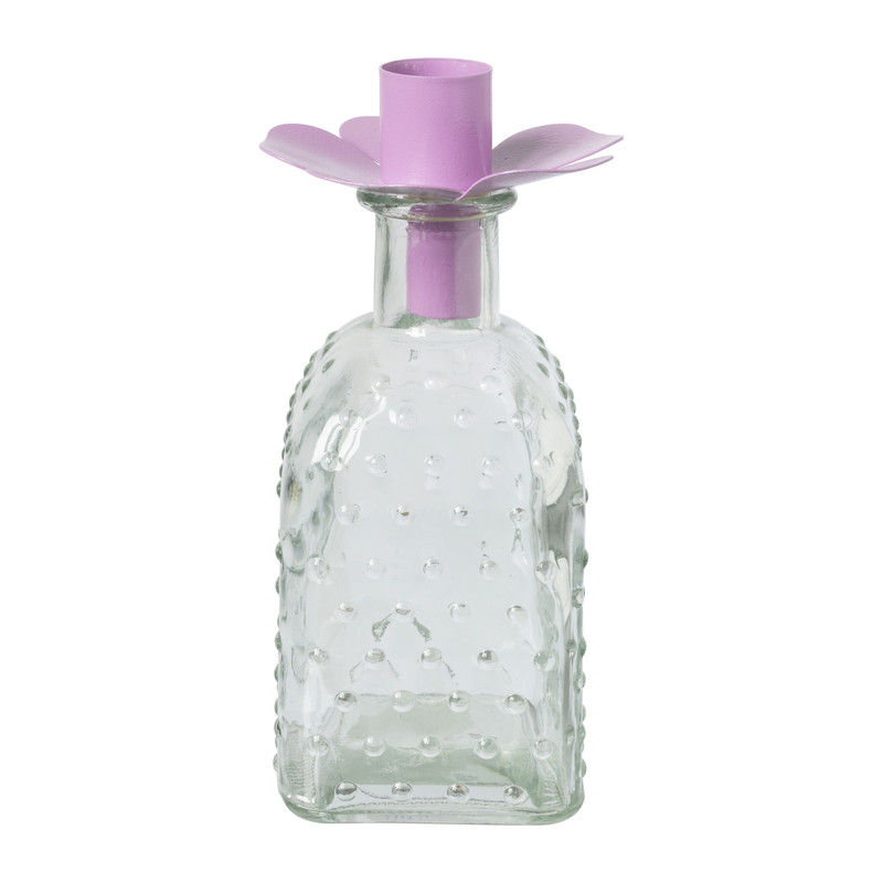 Kaarsenhouder voor fles bloem - diverse kleuren - ø7x5 cm