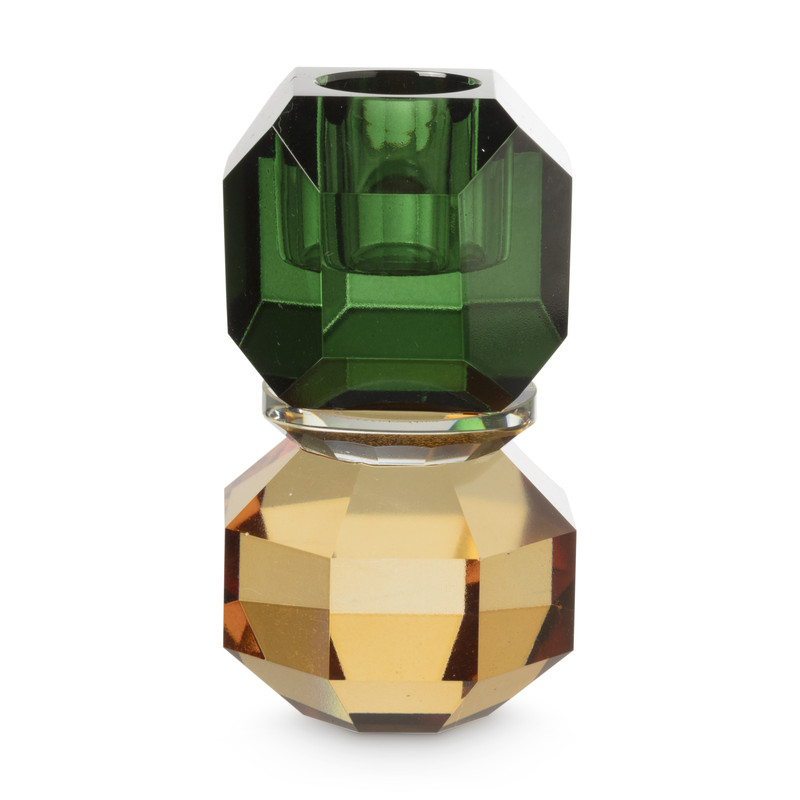 Kandelaar kristal - groen/oranje - ø5.5x9 cm 