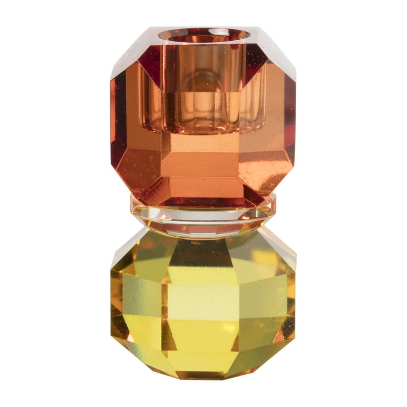Kandelaar kristal - rood/geel - ø5.5x9 cm 