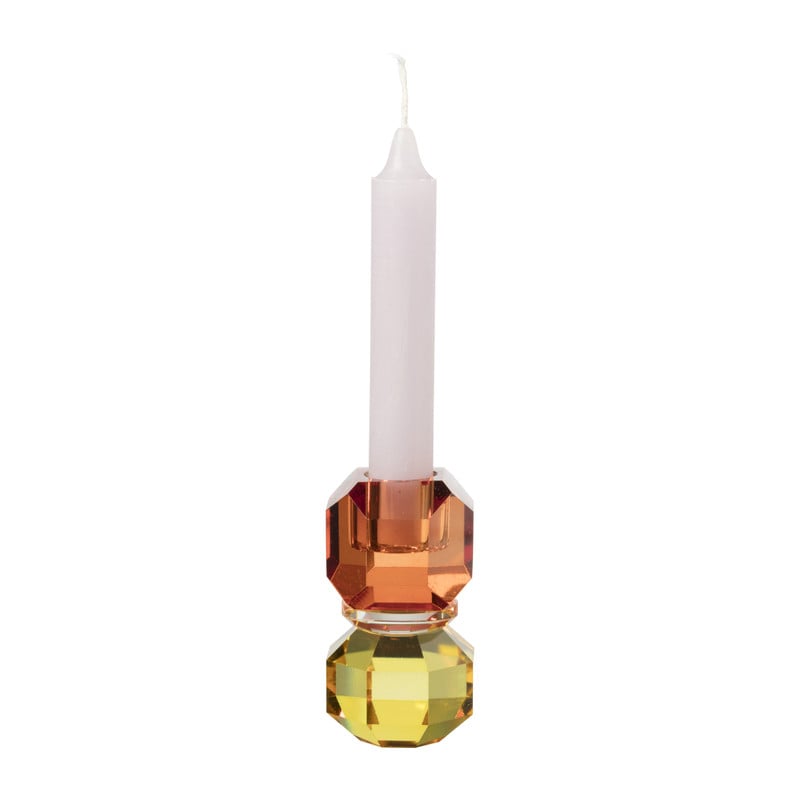 Kandelaar kristal - rood/geel - ø5.5x9 cm 