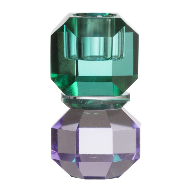Kandelaar kristal - groen/paars - ø5.5x9 cm