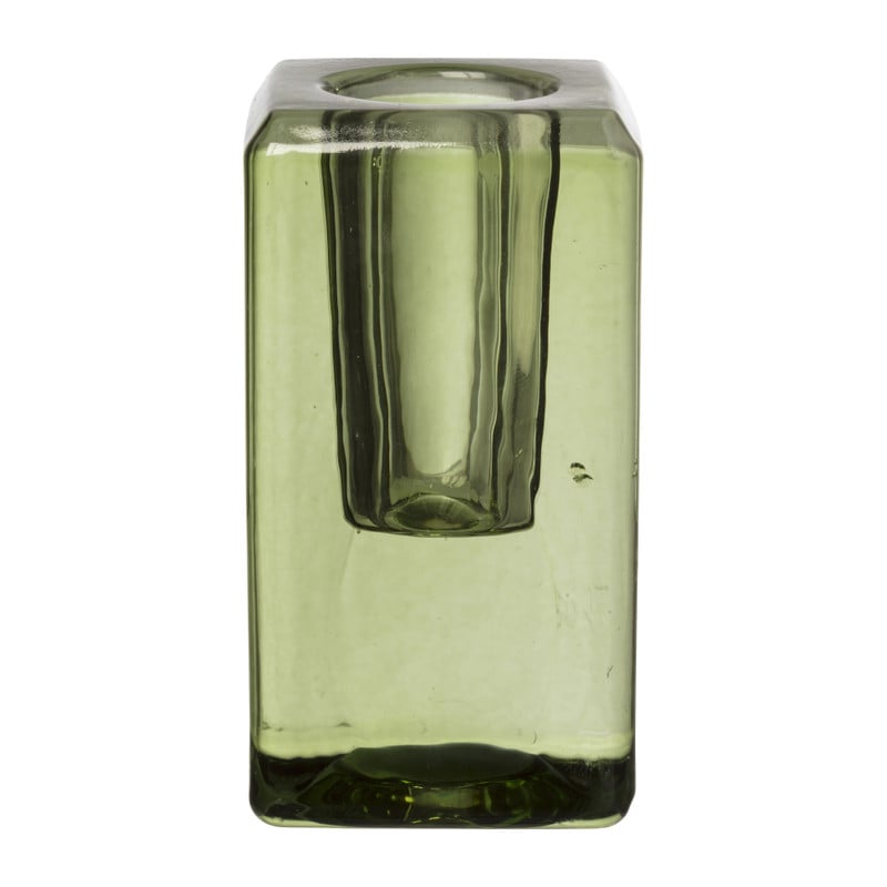 Kandelaar glas - groen - 4.2x4.2x8 cm