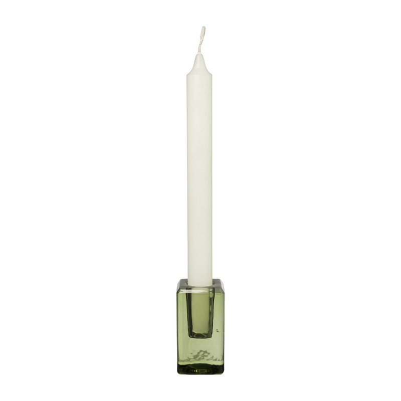 Kandelaar glas - groen - 4.2x4.2x8 cm