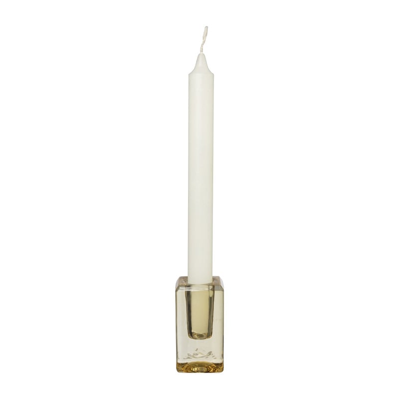 Kandelaar glas - geel - 4.2x4.2x8 cm