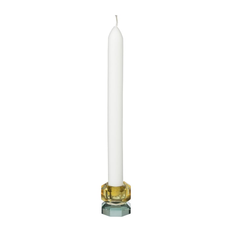 Kandelaar kristal 2-laags - oker/groen - 4x4x4 cm 