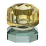 Kandelaar kristal 2-laags - oker/groen - 4x4x4 cm 