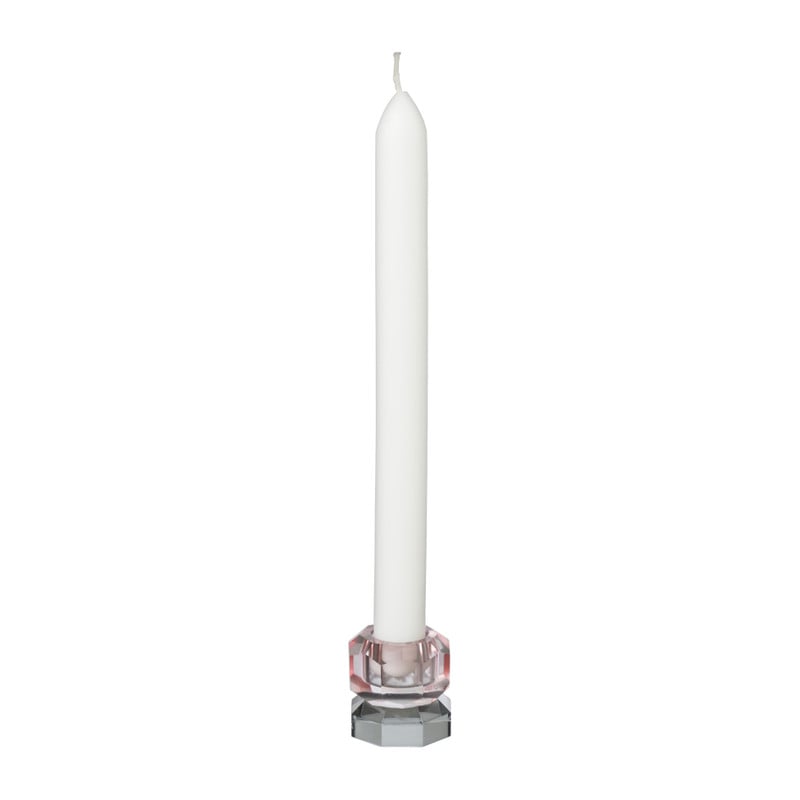 Kandelaar kristal 2-laags - roze/grijs - 4x4x4 cm 