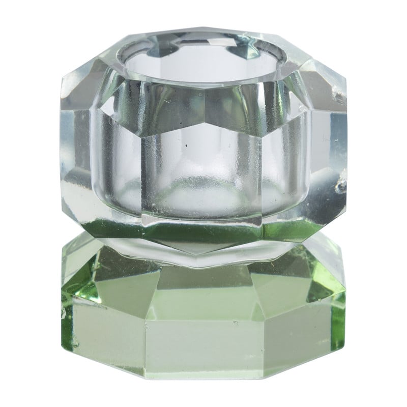 Kandelaar kristal 2-laags - blauw/groen - 4x4x4 cm 