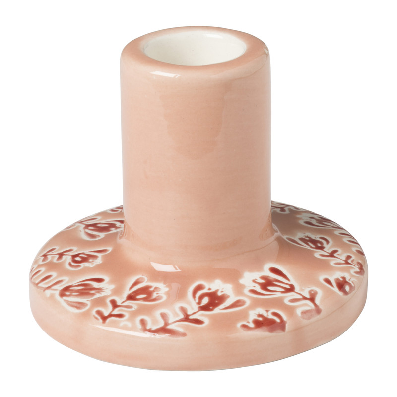 Kandelaar laag - roze - ø8.6x6.7 cm