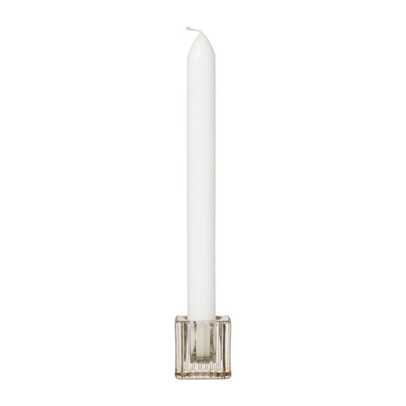 Kandelaar rib glas - helder - 4x4x4 cm