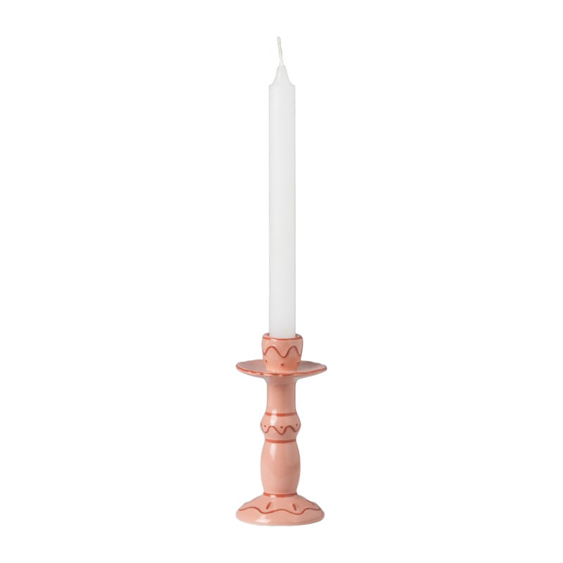 Kandelaar roze - keramiek - ø10.5x16 cm
