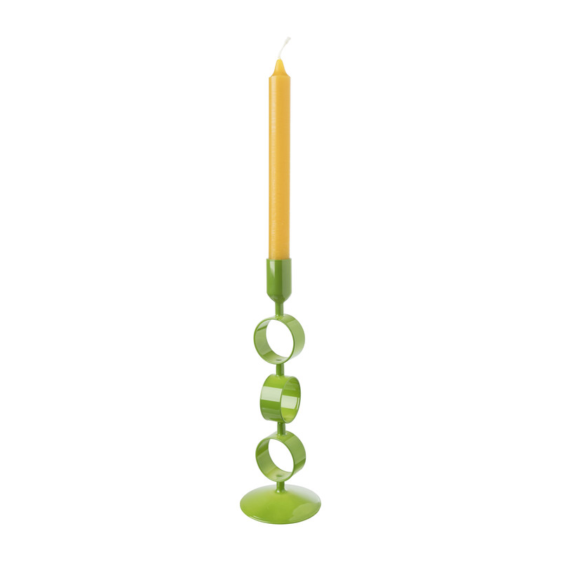 Kandelaar ringen groot - groen - ø9x27 cm