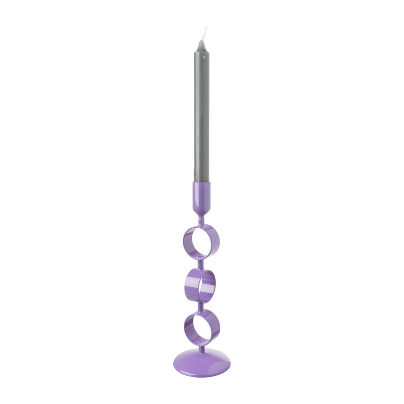Kandelaar ringen groot - paars - ø9x27 cm