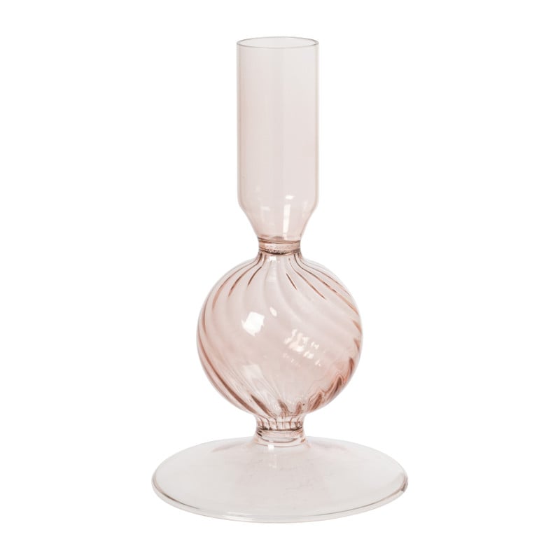 Kandelaar glas bol - roze - ø8x13.5 cm