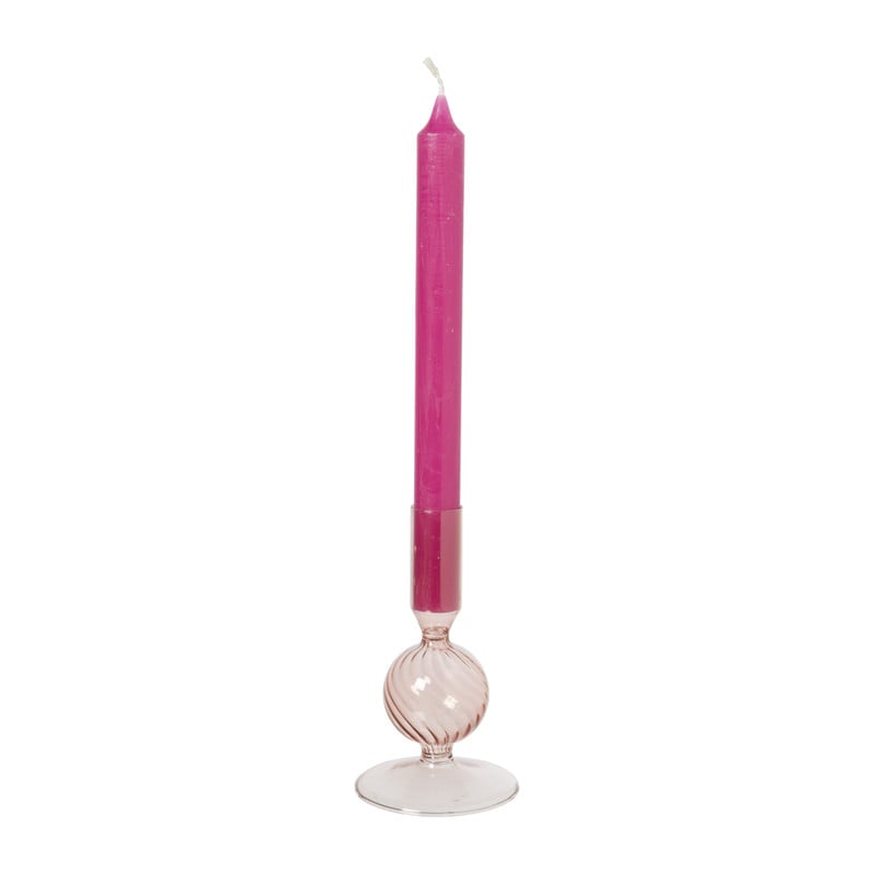 Kandelaar glas bol - roze - ø8x13.5 cm