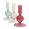 Kandelaar glas bol - roze - ø8x13.5 cm