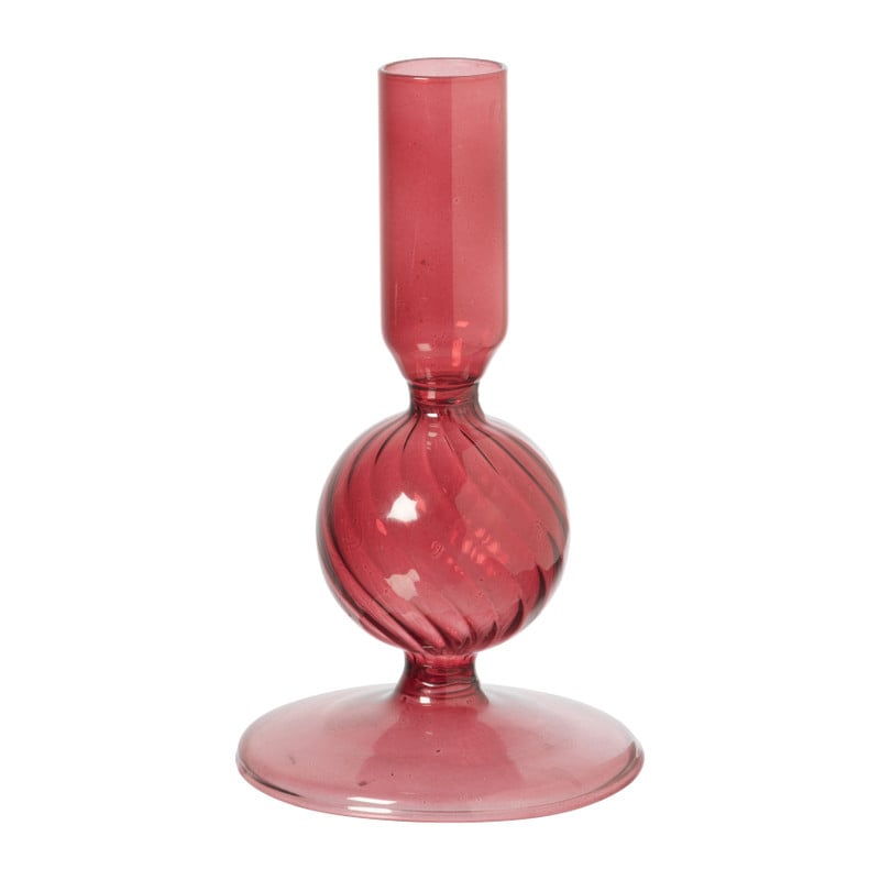 Kandelaar glas bol - rood - ø8x13.5 cm