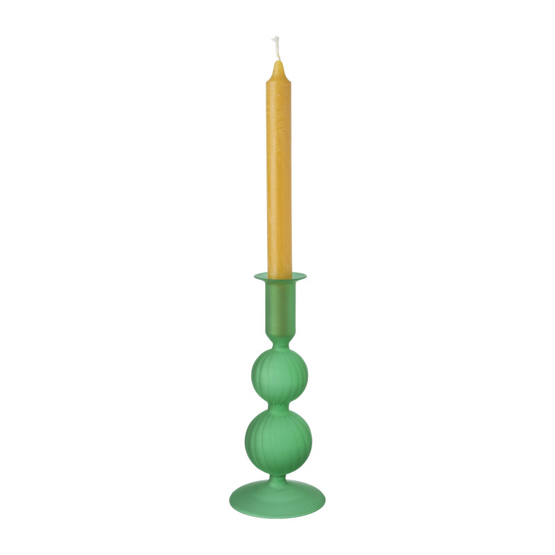 Kandelaar 2bol - groen - ø8.5x20 cm