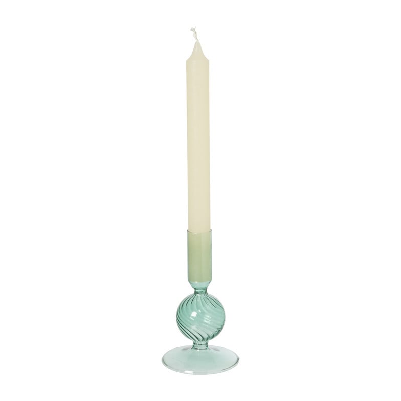 Kandelaar glas bol - groen - ø8x13.5 cm