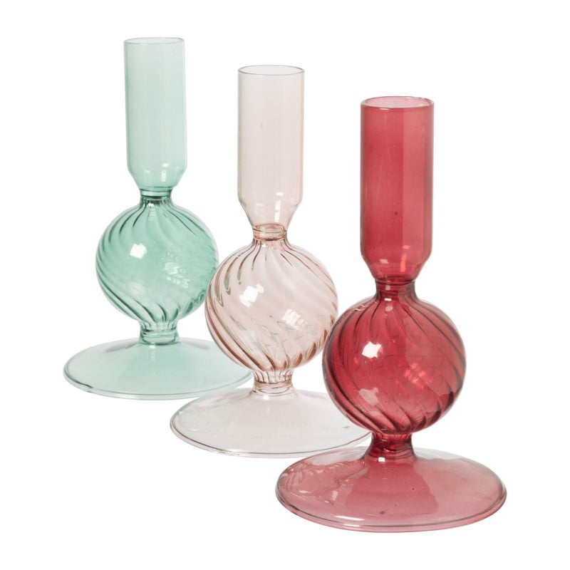 Kandelaar glas bol - groen - ø8x13.5 cm