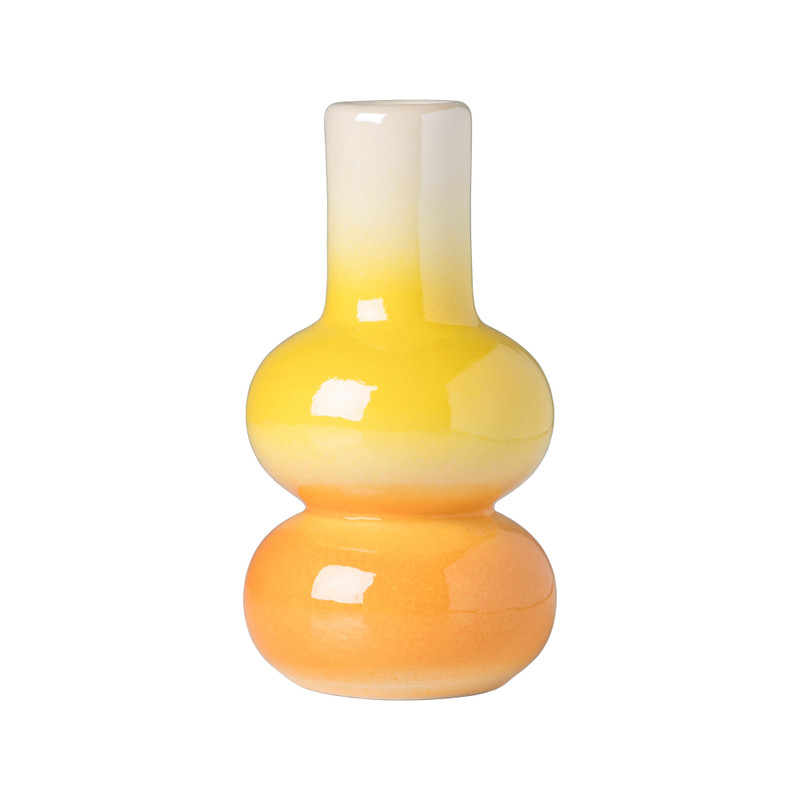 Kandelaar glazed - geel/oranje - ø7x13.5 cm