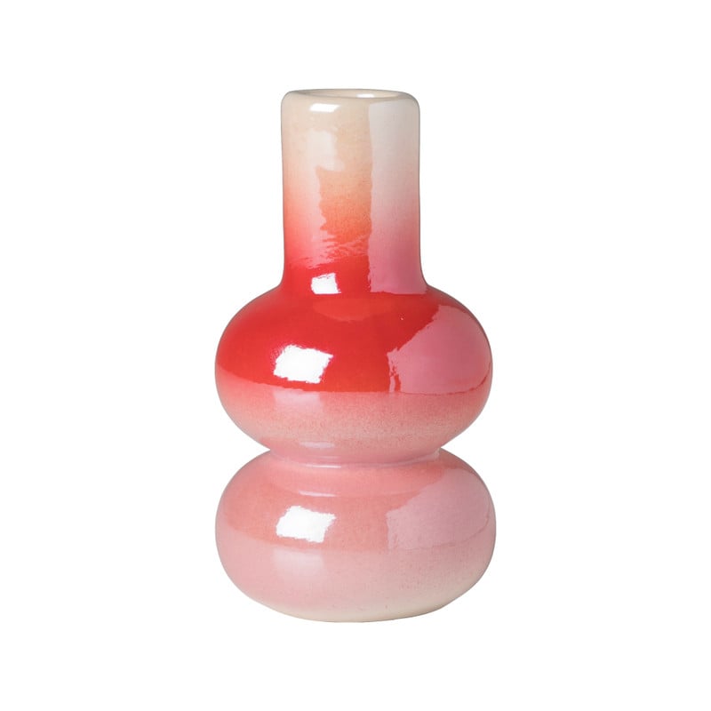 Kandelaar glazed - rood/roze - ø7x13.5 cm
