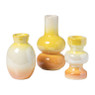 Kandelaar glazed 3 laags - geel/oranje - ø5.5x9.7 cm