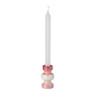 Kandelaar glazed 3 laags - rood/roze - ø5.5x9.7 cm