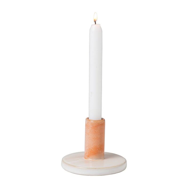Kandelaar keramiek - oranje - ø10x7.5 cm
