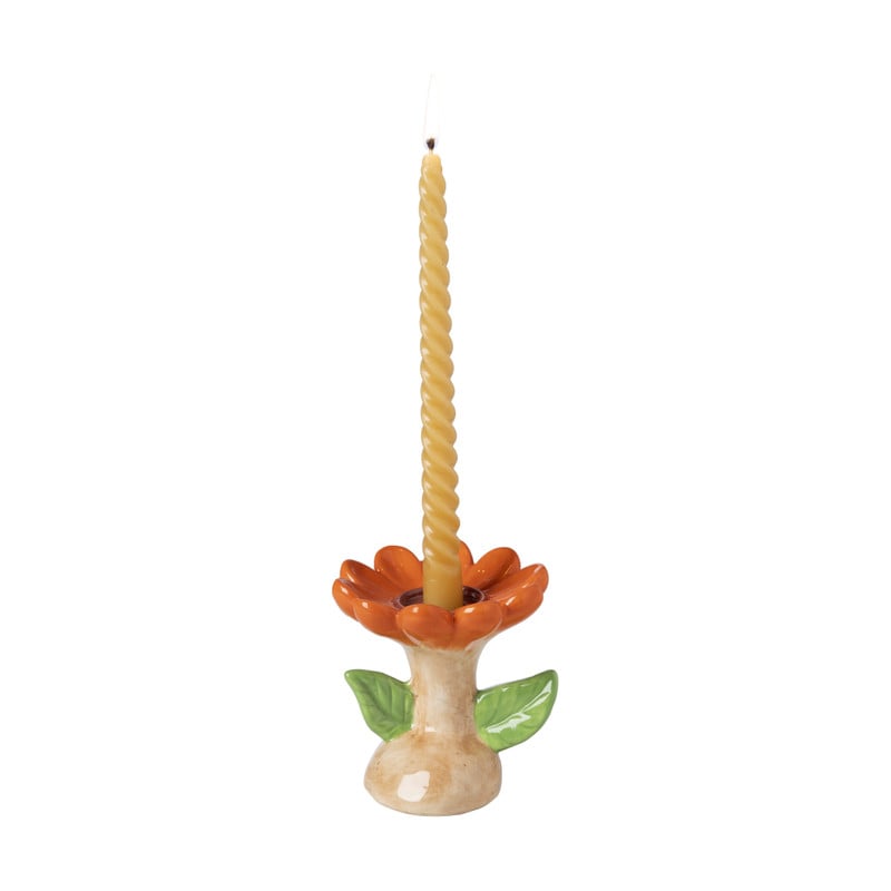 Kandelaar bloem - oranje - ø11x12 cm