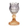 Waxinelichthouder tulp - paars/oranje - ø7.8x14.9 cm