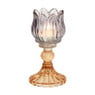 Waxinelichthouder tulp - paars/oranje - ø7.8x14.9 cm
