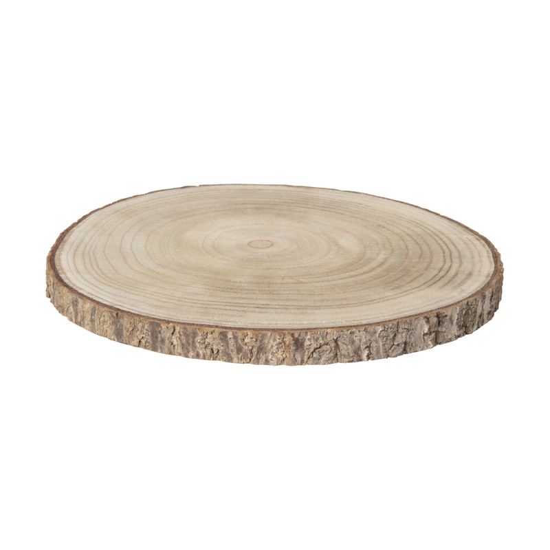 Decoratieplateau hout - bruin - ø26x2 cm