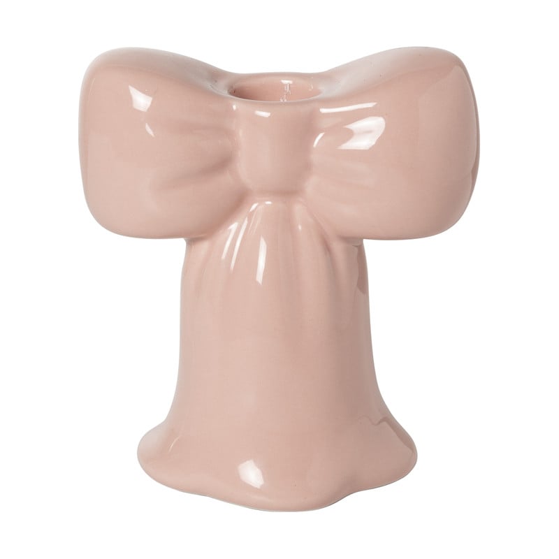 Kandelaar strik klein - roze - 11.7x10.5x7 cm