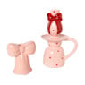 Kandelaar strik groot - rood/roze -ø15.3x22.5 cm