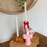 Kandelaar strik groot - rood/roze -ø15.3x22.5 cm